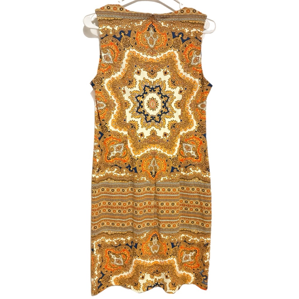 J. McLaughlin Women's Gold Paisley Catalina Cloth Sophia Sheath Dress Size M